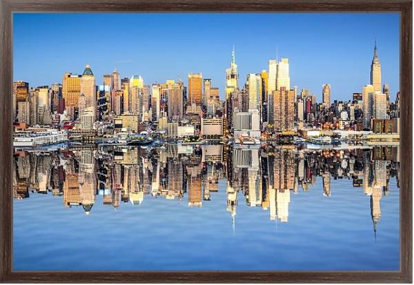 Постер США, Нью-Йорк. New York City View over Hudson River с типом исполнения На холсте в раме в багетной раме 221-02