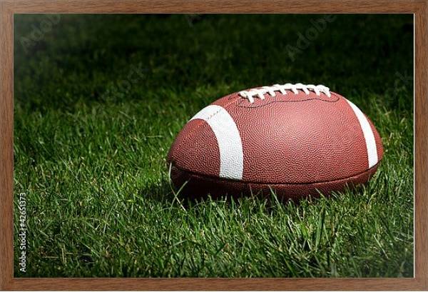 Постер Мяч для регби на траве с типом исполнения На холсте в раме в багетной раме 1727.4310