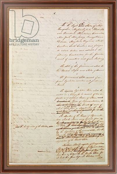 Постер First draft of the Constitution of the United States, 1787 с типом исполнения На холсте в раме в багетной раме 35-M719P-83