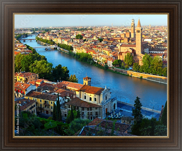 Постер Верона, Италия с типом исполнения На холсте в раме в багетной раме 1.023.151