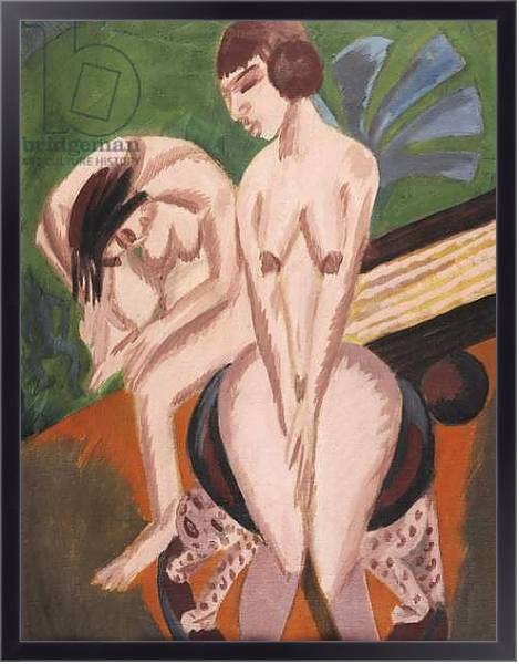 Постер Two Nudes in the Room; Zwei Akte im Raum, 1914 с типом исполнения На холсте в раме в багетной раме 221-01