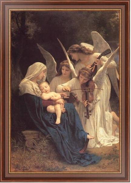 Постер Песня ангелов ( мадонна с ангелами ) с типом исполнения На холсте в раме в багетной раме 35-M719P-83
