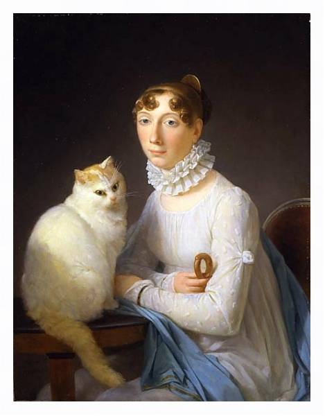 Постер Дама с кошкой с типом исполнения На холсте в раме в багетной раме 221-03