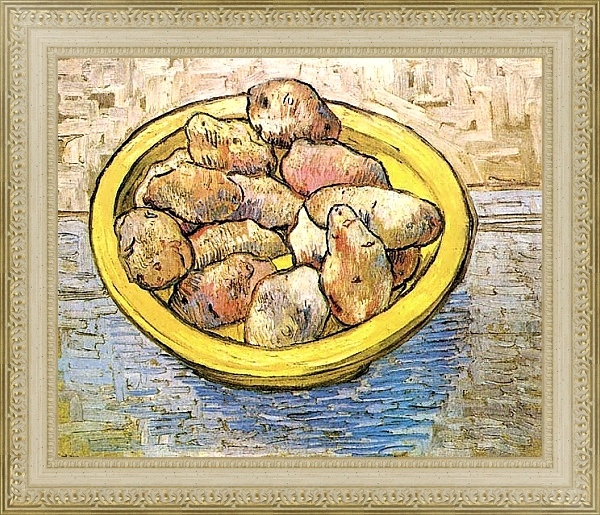 Постер Натюрморт: картофель на желтом блюде с типом исполнения На холсте в раме в багетной раме 484.M48.725