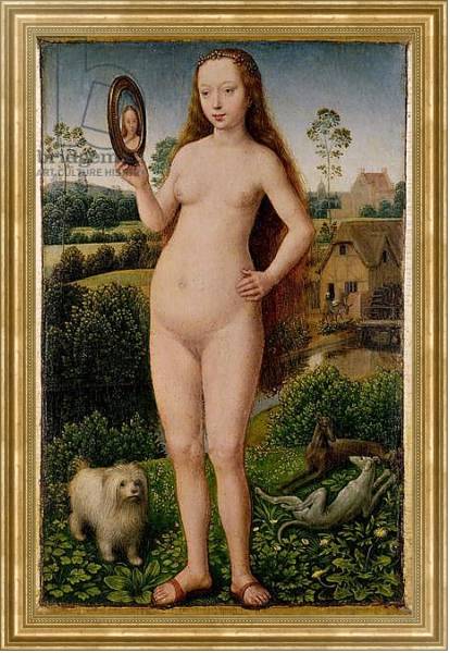 Постер Vanity, central panel from the Triptych of Earthly Vanity and Divine Salvation, c.1485 с типом исполнения На холсте в раме в багетной раме NA033.1.051