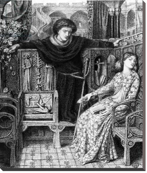 Постер Hamlet and Ophelia, 1858 с типом исполнения На холсте без рамы