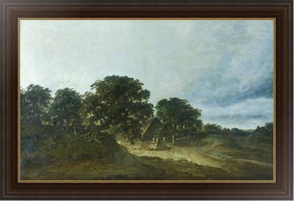 Постер Пейзаж с деревьями, домами и дорогой 2 с типом исполнения На холсте в раме в багетной раме 1.023.151