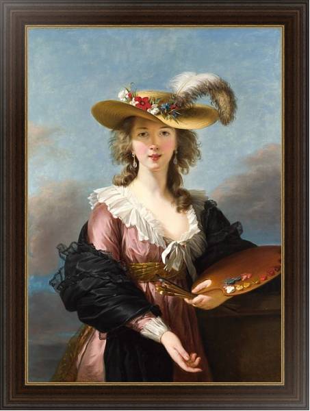 Постер Автопортрет в соломенной шляпе с типом исполнения На холсте в раме в багетной раме 1.023.151