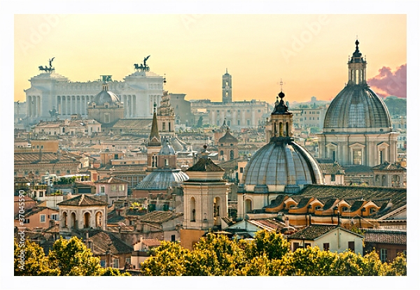 Постер Италия, Рим. Панорама с типом исполнения На холсте в раме в багетной раме 221-03
