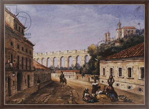 Постер The Aqueduct and Convent of Sta Teresa, Matacavallos Street, Rio de Janeiro, с типом исполнения На холсте в раме в багетной раме 221-02