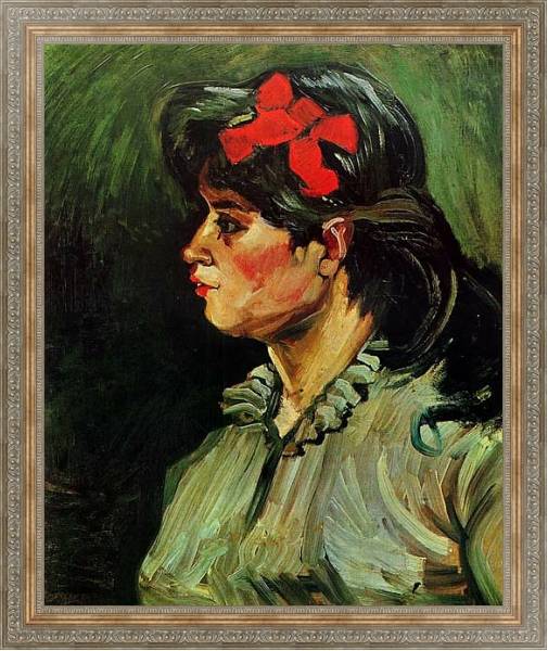 Постер Портрет женщины с красной лентой с типом исполнения На холсте в раме в багетной раме 484.M48.310