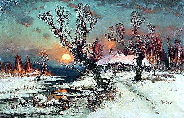 Постер Закат солнца зимой. 1891 с типом исполнения На холсте без рамы