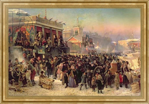 Постер Fair Booths on Admiralty Square, St. Petersburg, 1869 с типом исполнения На холсте в раме в багетной раме NA033.1.051