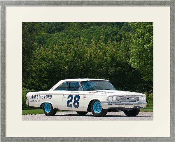 Постер Ford Galaxie 500XL 427 Lightweight NASCAR Race Car '1963 с типом исполнения Под стеклом в багетной раме 1727.2510