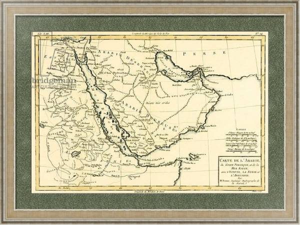 Постер Arabia, the Persian Gulf and the Red Sea, with Egypt, Nubia and Abyssinia, 1780 с типом исполнения Акварель в раме в багетной раме 485.M40.584