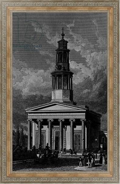 Постер St. Pancrass Church, West Front, engraved by James Tingle 1827 с типом исполнения На холсте в раме в багетной раме 484.M48.310