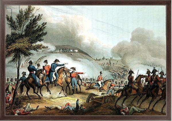 Постер Battle of Salamanca, 22nd July 1812, etched by J. Clarke, coloured by M. Dubourg с типом исполнения На холсте в раме в багетной раме 221-02