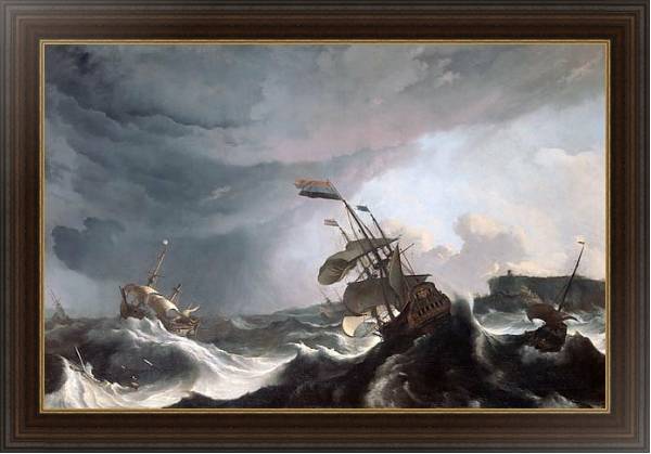 Постер Ships in Distress in a Heavy Storm с типом исполнения На холсте в раме в багетной раме 1.023.151