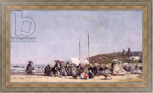 Постер The Beach at Trouville, 1864 с типом исполнения На холсте в раме в багетной раме 484.M48.310