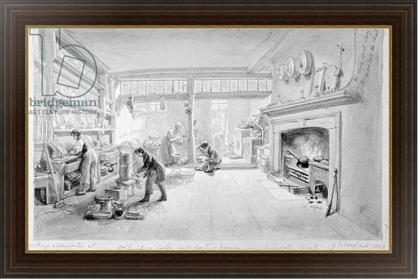 Постер The Kitchen of Mr. Sander's Coffee and Eating House, Newgate Street, 1828 с типом исполнения На холсте в раме в багетной раме 1.023.151