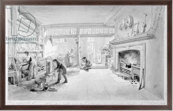 Постер The Kitchen of Mr. Sander's Coffee and Eating House, Newgate Street, 1828 с типом исполнения На холсте в раме в багетной раме 221-02