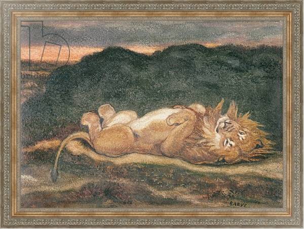 Постер Lion Resting on his Back с типом исполнения На холсте в раме в багетной раме 484.M48.310