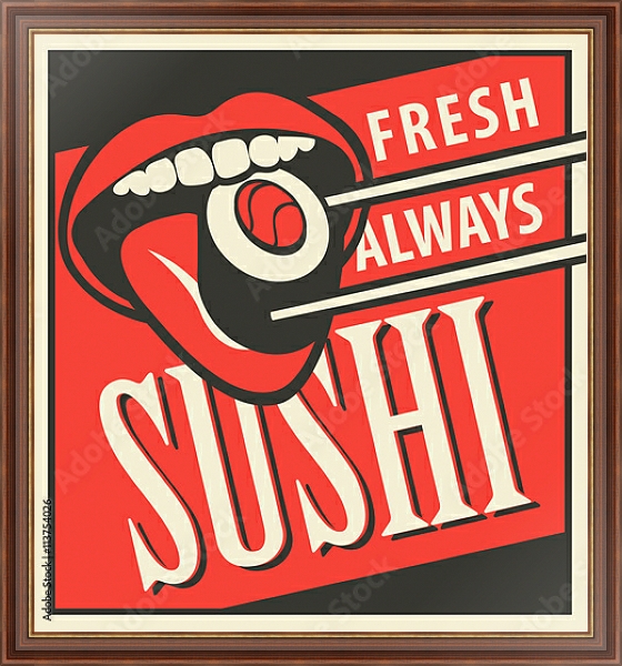 Постер Ретро реклама для суши с типом исполнения На холсте в раме в багетной раме 35-M719P-83
