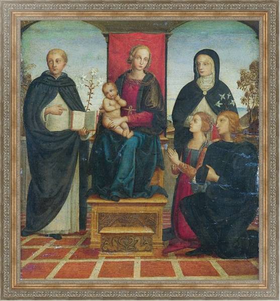 Постер Дева Мария с младенцем со Святыми 2 с типом исполнения На холсте в раме в багетной раме 484.M48.310
