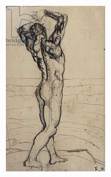 Постер Male Nude, Study for The Truth; Mannlicher Akt, Studie zur Wahrheit, c.1902 с типом исполнения На холсте в раме в багетной раме 221-03
