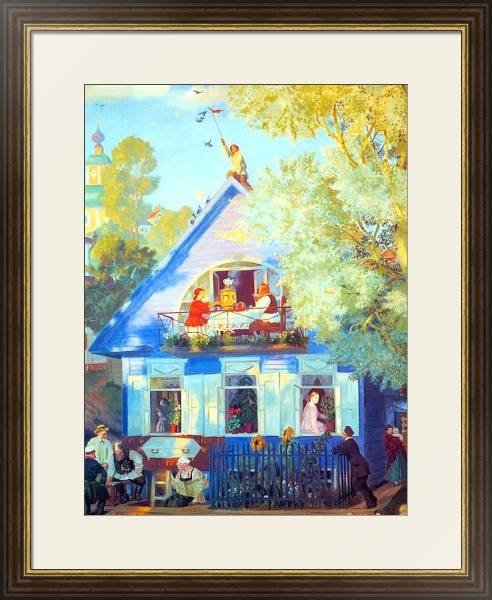 Постер Голубой домик с типом исполнения Под стеклом в багетной раме 1.023.036