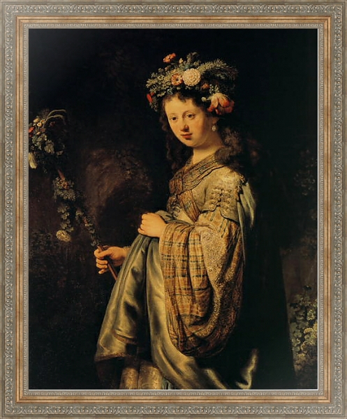 Постер Флора (портрет Саскии в виде Флоры) с типом исполнения На холсте в раме в багетной раме 484.M48.310