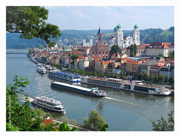 Постер Германия, Пассау - город на трех реках в Нижней Баварии с типом исполнения На холсте в раме в багетной раме 221-03