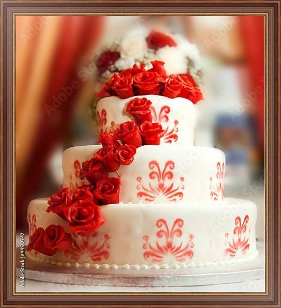 Постер Свадебный торт с типом исполнения На холсте в раме в багетной раме 35-M719P-83