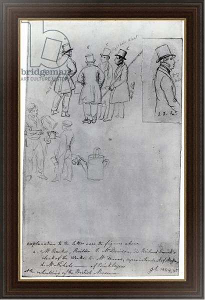 Постер Builders and Surveyors at the rebuilding of the British Museum, 1844 с типом исполнения На холсте в раме в багетной раме 1.023.151