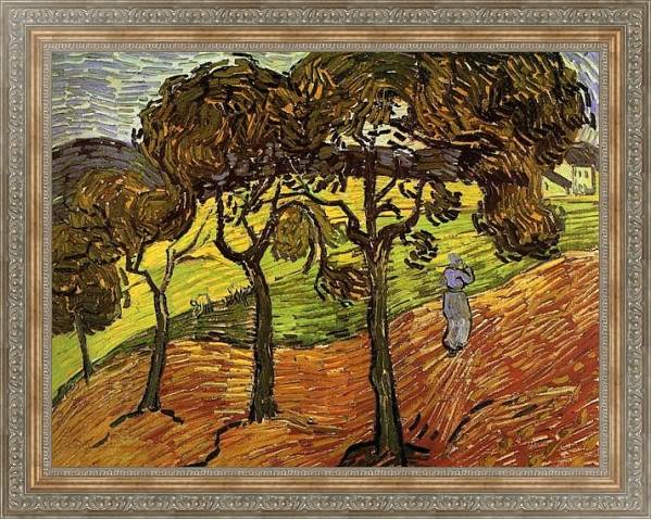 Постер Пейзаж с деревьями и фигурами с типом исполнения На холсте в раме в багетной раме 484.M48.310