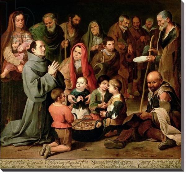 Постер St. Diego of Alcala Giving Food to the Poor, 1645-46 с типом исполнения На холсте без рамы