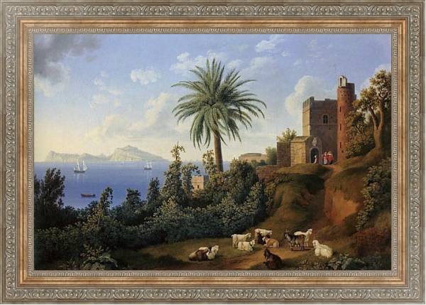Постер Blick vom Posillipo auf die Insel Capri с типом исполнения На холсте в раме в багетной раме 484.M48.310