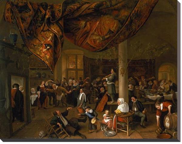 Постер A Village Wedding Feast with Revellers and a dancing Party, 1671 с типом исполнения На холсте без рамы