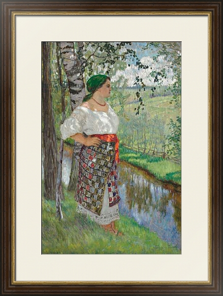 Постер Peasant Woman by a Brook, 1912 с типом исполнения Под стеклом в багетной раме 1.023.036