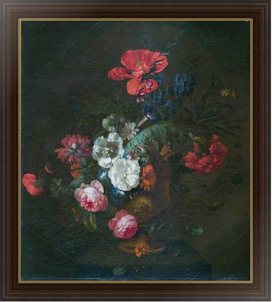 Постер Цветы в каменной вазе с типом исполнения На холсте в раме в багетной раме 1.023.151