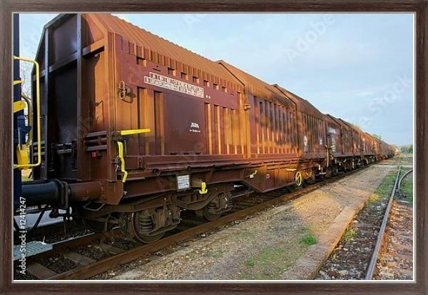 Постер Вагоны грузового поезда с типом исполнения На холсте в раме в багетной раме 221-02