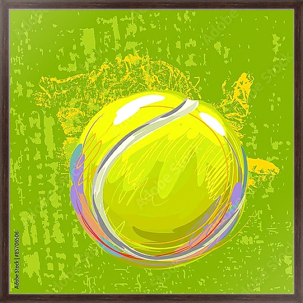 Постер Теннисный мяч с типом исполнения На холсте в раме в багетной раме 221-02
