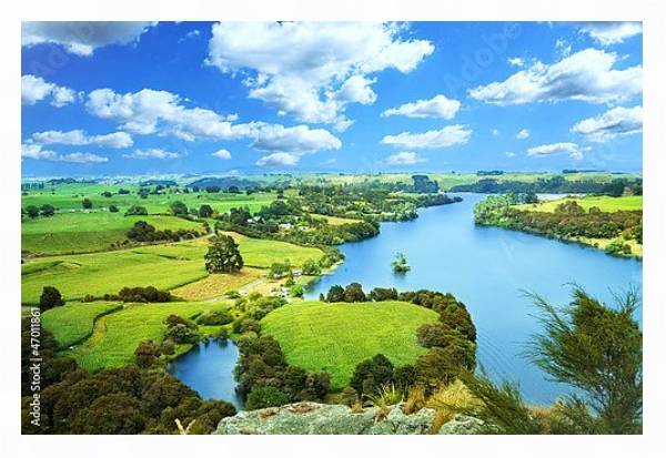 Постер Новозеландский пейзаж с типом исполнения На холсте в раме в багетной раме 221-03