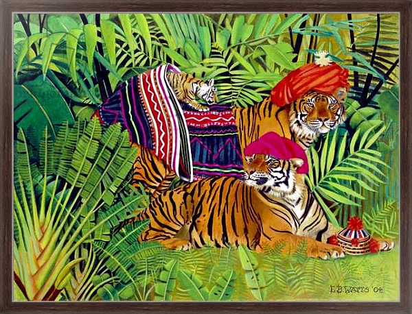 Постер Tiger family with Thai Clothes, 2004 с типом исполнения На холсте в раме в багетной раме 221-02