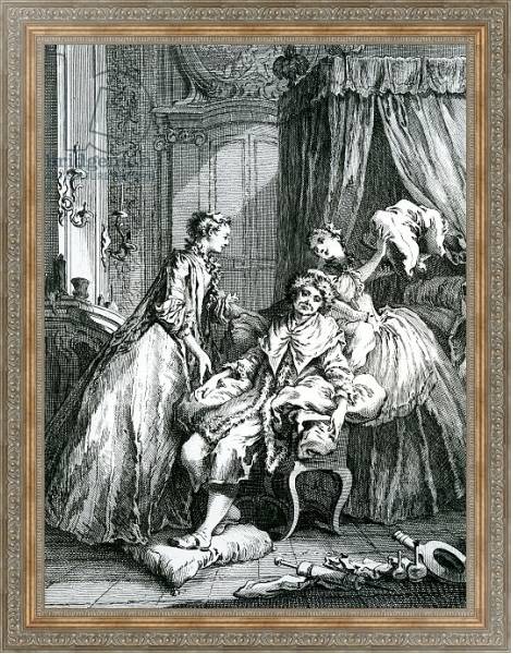 Постер A Scene from 'Le Malade Imaginaire' by Moliere, etched by Charles Jean Louis Courty, c.1872 с типом исполнения На холсте в раме в багетной раме 484.M48.310
