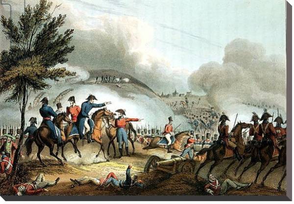 Постер Battle of Salamanca, 22nd July 1812, etched by J. Clarke, coloured by M. Dubourg с типом исполнения На холсте без рамы