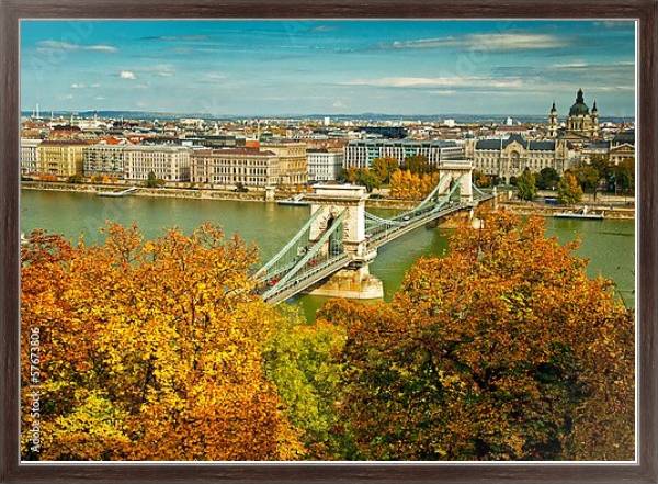 Постер Венгрия. Будапешт осенью с типом исполнения На холсте в раме в багетной раме 221-02