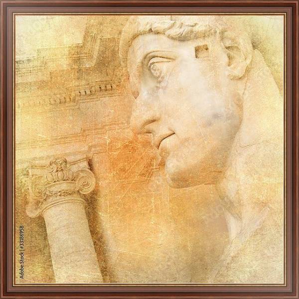 Постер Римская колонна и статуя с типом исполнения На холсте в раме в багетной раме 35-M719P-83