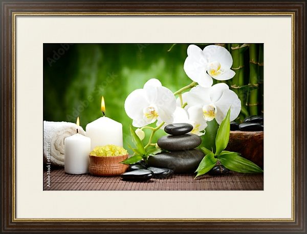 Постер Спа и орхидеи с типом исполнения Под стеклом в багетной раме 1.023.036