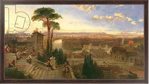 Постер Rome, twilight, view from the Convent of San Onofrio on Mount Janiculum, c.1853-55 с типом исполнения На холсте в раме в багетной раме 221-02